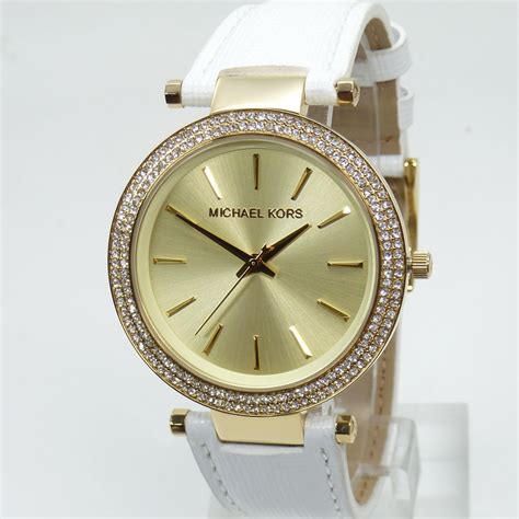michael kors uhr weiß gold leder
